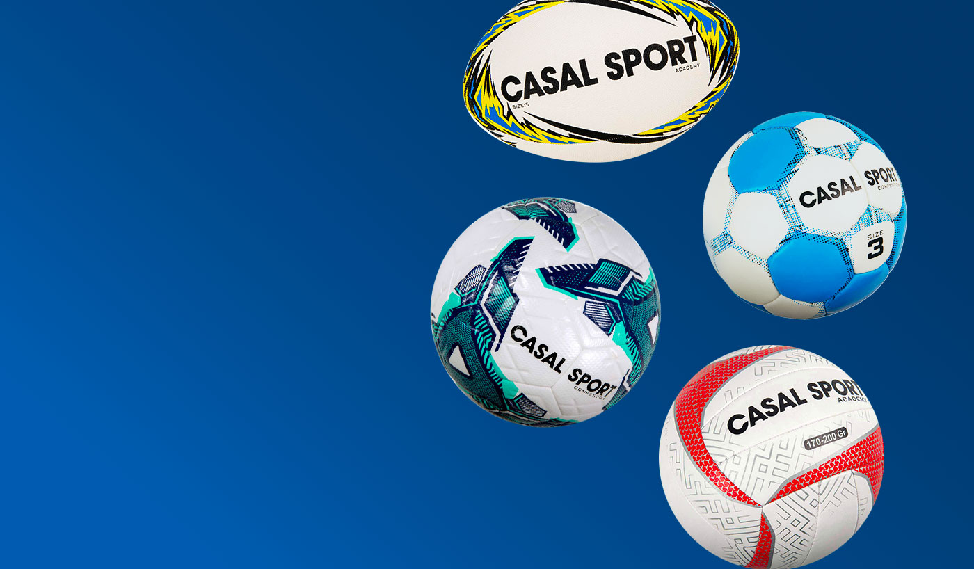 Gamme de ballons Casal Sport — football, rugby, handball, volley