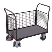 Chariot ergonomique habillage grillagé 400 et 500 kg - 2 dossiers +1 ridelle