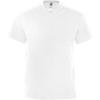 Tee-shirt personnalisable col V en coton BLANC