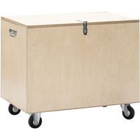 Coffre de rangement en bois sur roulettes