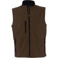 Veste sans manche homme zippée softshell en polyester CHOCOLAT FONCE