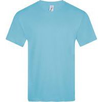 Tee-shirt personnalisable col V en coton BLEU ATOLL