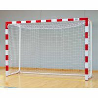 Paire buts hand - GES - compétition, en aluminium, bicolore rouge/blanc, arceaux diamètre 50 mm