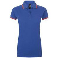 Polo personnalisable femme en coton peigné ROYAL/COR FLUO