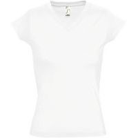 Tee-shirt personnalisable femme col V en coton BLANC