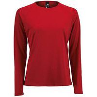Tee-shirt personnalisable manche longue deSport femme en polyester ROUGE