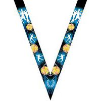 Ruban médaille noir et bleu avec logo d'amitié - 30mm