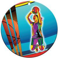 Médaille céramique - basket féminin - 70mm