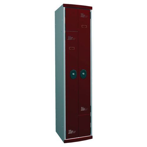Vestiaire portes en L à clé sur socle - largeur 400 mm - 1 colonne