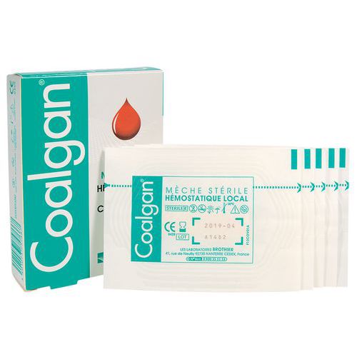 Lot de 5 tampons hémostatique Coalgan boite-Coalgan Lot de 5 tampons hémostatique Coalgan boite-Coalgan