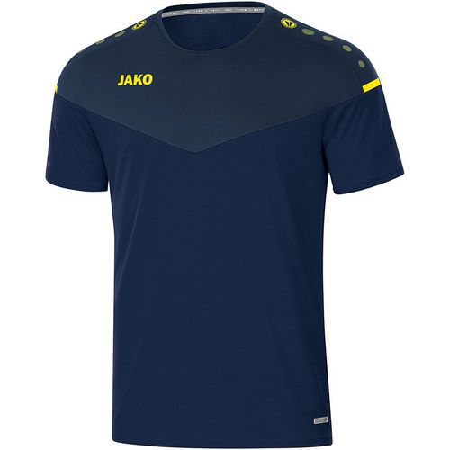 T-shirt de foot manches courtes enfant - Jako - Champ 2.0 Bleu marine/Jaune