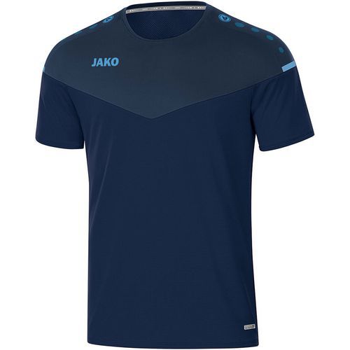 T-shirt de foot manches courtes enfant - Jako - Champ 2.0 Bleu marine/Bleu clair