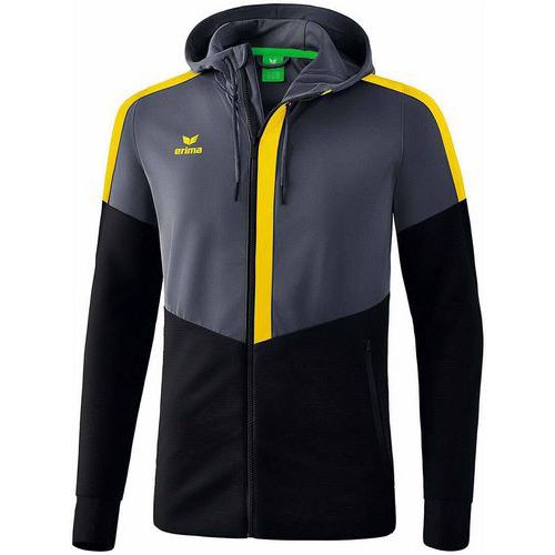 Veste d'entraînement à capuche - Erima - squad slate grey/noir/jaune