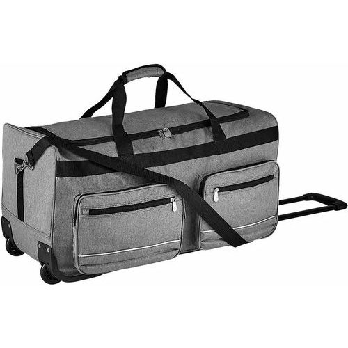 Sac De Sport à Roulettes Rockland 56 Cm - Polyester 600D, Roues Skate, Plusieurs Compartiments - Voyage, Sport, Week-end (gris Clair, Bordeaux)