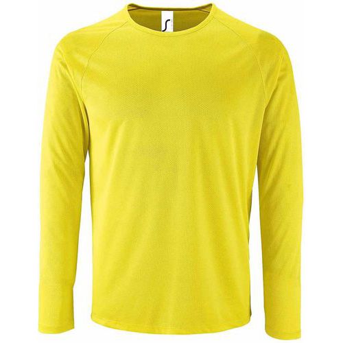 Tee-shirt personnalisable manche longue deSport homme en polyester JAUNEFLUO
