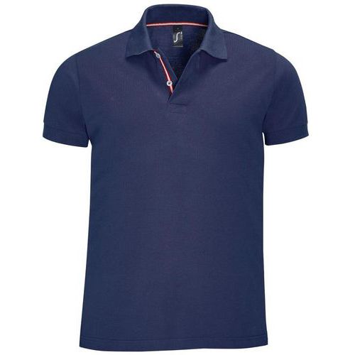 Polo personnalisable PATRIOT COL BICOLORE TECHMARINE-BLANC