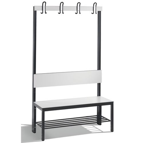 Banc avec dossier, grille de chaussures et crochets - CP - Basic Plus - 100 cm