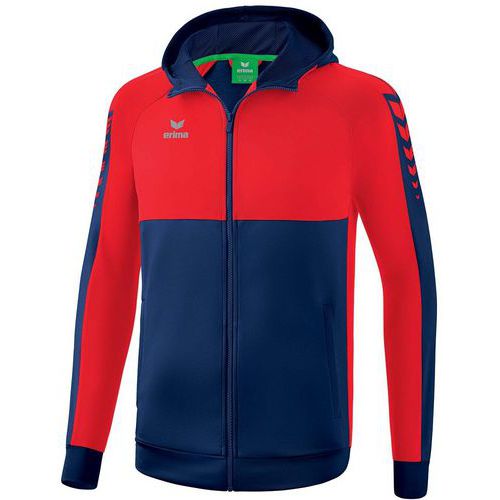 Veste de survêtement à capuche - Erima - Six Wings navy/rouge