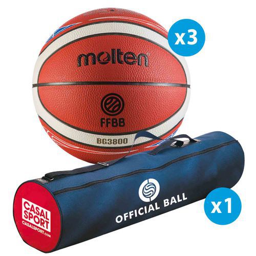 Lot 3 ballons basket - Molten - BG3800 FFBB FIBA taille 6 Lot 3 ballons basket - Molten - BG3800 FFBB FIBA taille 6