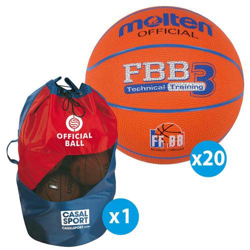 Lot 20 ballons basket - Molten - FBB FIBA taille 3