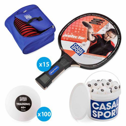 Raquette de tennis de table Protector - Casal Sport - Lot de 15 + 100 balles