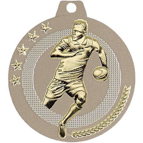 Médaille rugby sable et or - highlight - 50mm