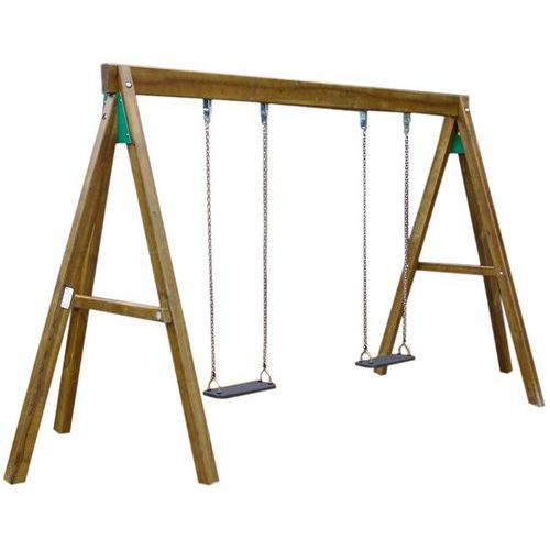 Portique en bois avec 2 balançoires - 2m