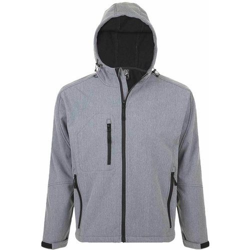 Veste homme zippée softshell à capuche en polyester GRIS CHINÉ