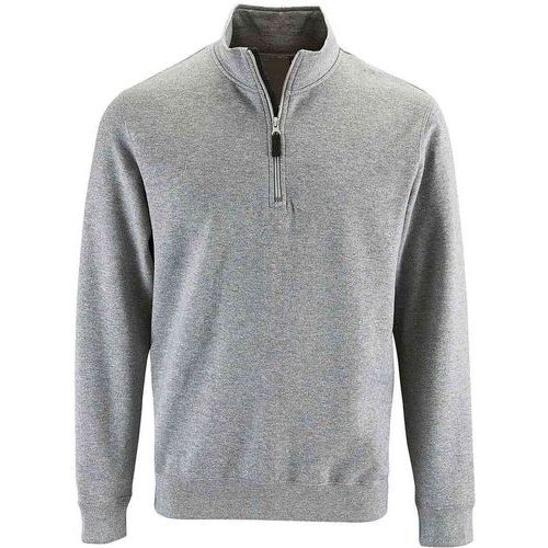 Sweat personnalisable col camionneur en coton GRIS CHINÉ