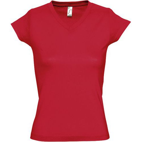 Tee-shirt personnalisable femme col V en coton ROUGE