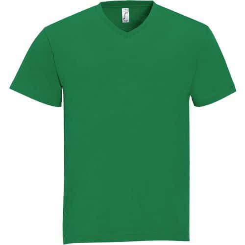 Tee-shirt personnalisable col V en coton VERT PRAIRIE