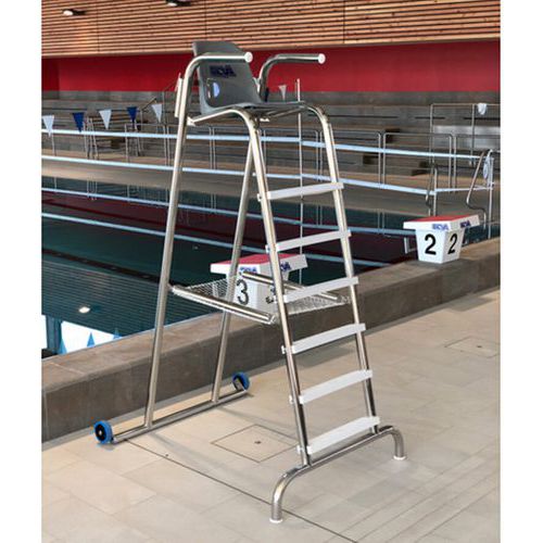 Chaise maître nageur piscine à roulettes - Seva piscine - inox 2,26m