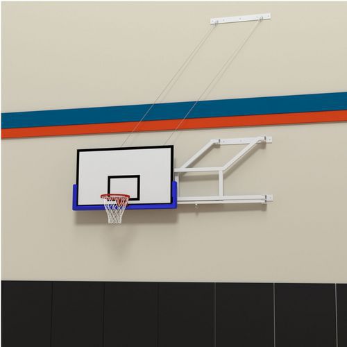Structure de but de basket - rabattable contre un mur avec cadre fixe