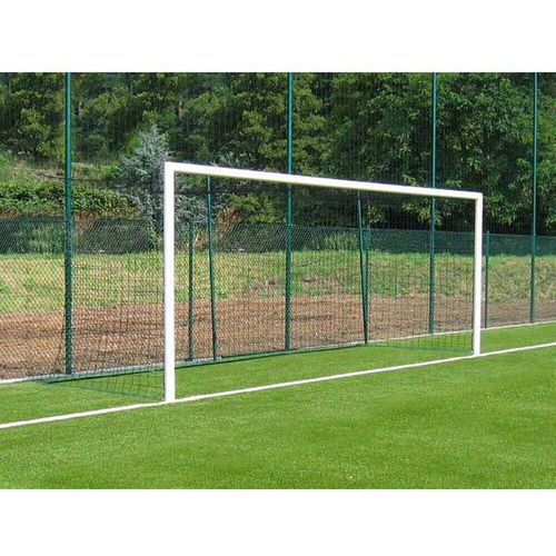 Paire de buts de foot à 8 - à sceller en aluminium Ø90 mm avec crochets