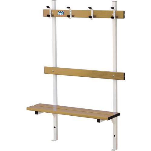 Banc Vestiaire Mur/Sol avec porte patère GES Assise Bois