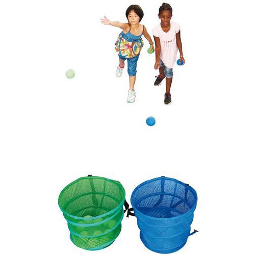 Kit pursuit ball composé de 1 but vert et 1 but bleu, 10 boules colorées par but