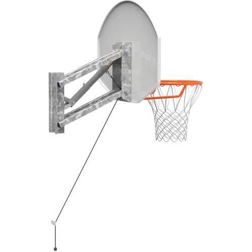 Panier de basket mural extérieur en acier galvanisé - panneau demi-lune -  hauteur réglable à gaz - l'unité 