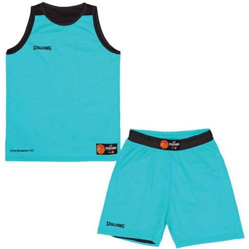 Kit maillot short basket réversible enfant - spalding - bleu atoll noir
