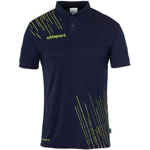 Polo polycoton - Uhlsport - Score 26 Bleu Marine/Jaune Fluo