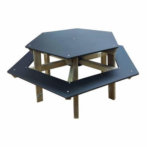 Table-bancs hexagonale enfant hauteur 51 cm