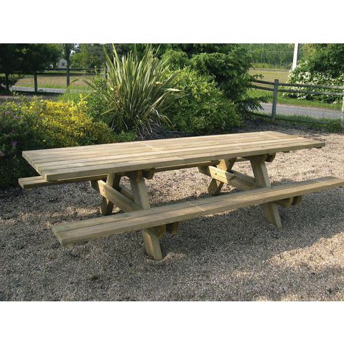 Table bancs en bois grand plateau