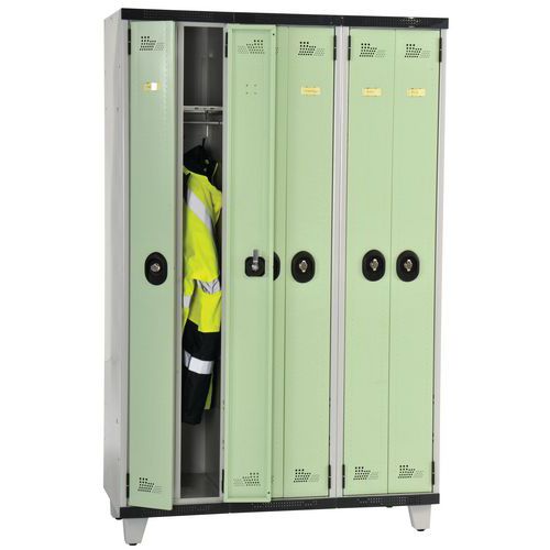 Vestiaire compact 3 colonnes sur pieds - Largeur 1200 mm - Acial