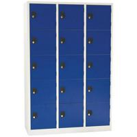 Vestiaire Modulo bleu à clé - largeur 400 mm 3 colonnes 15 cases - Manutan