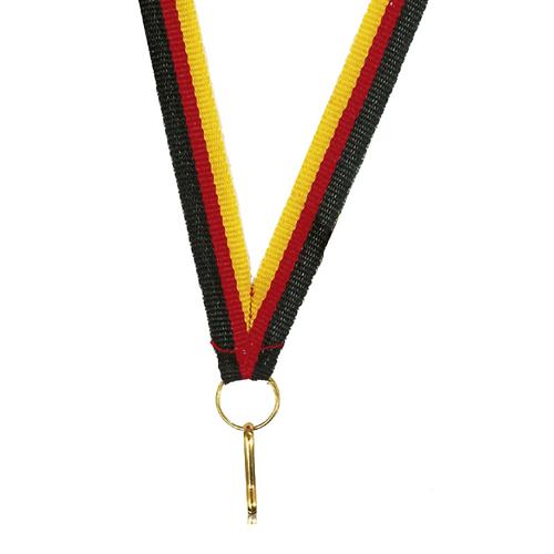 Ruban médaille jaune rouge et noir - 10mm.