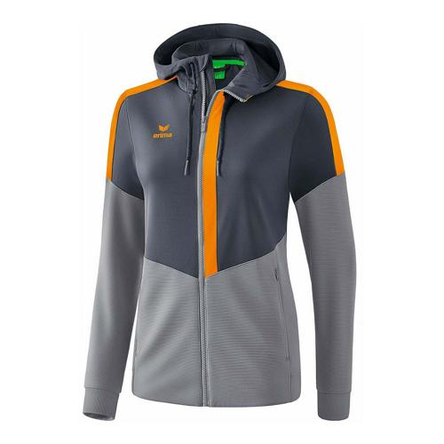 Veste d'entraînement à capuche - Erima - squad femme slate grey/monument grey/new orange