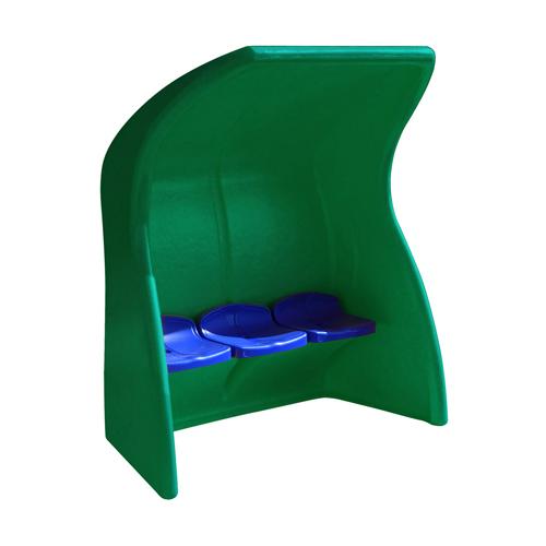 Abri de touche monobloc vert - Assise individuelle