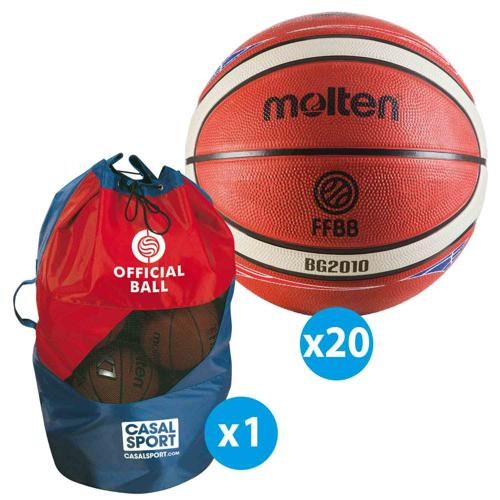 Lot 20 ballons basket - Molten - BG2010 FFBB FIBA taille 6
