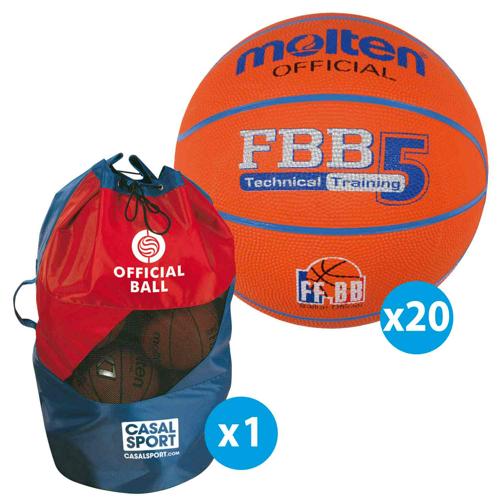 Lot 20 ballons basket - Molten - FBB FIBA taille 5