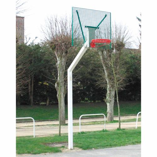 But de basket de rue galvanisé et plastifié à hauteur de 2, 60m, scellement sur platine