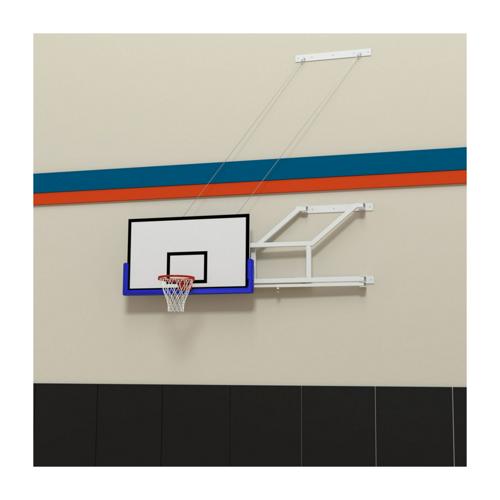 Structure de but de basket - rabattable contre un mur avec cadre fixe